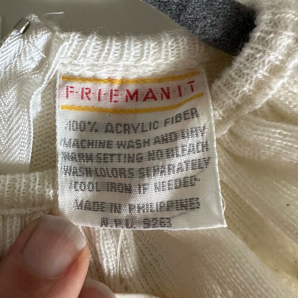 Friemanit Vintage Cream Knit Baby Dress First Communion Gown baby girl Small NWT - Picture 6 of 9